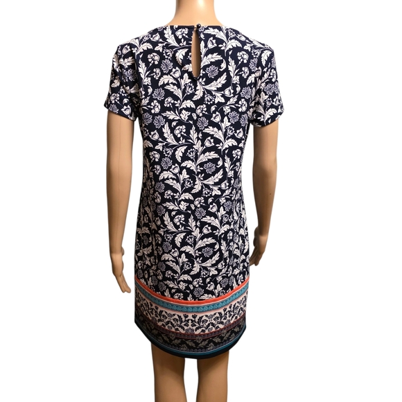 Banana Republic Navy Floral Shift Dress Size 2 Loose Fit - Picture 4 of 10